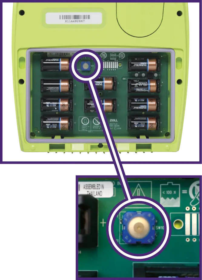 Batteriskift på ZOLL AED Plus hjertestarter