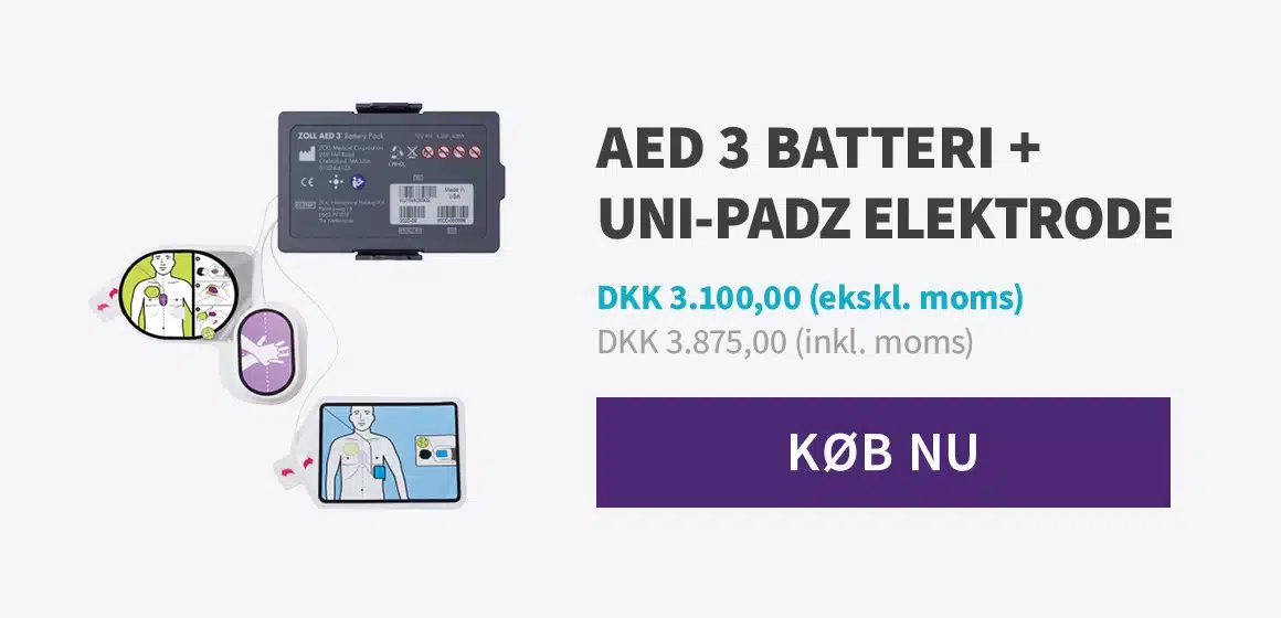 Pakketilbud på ZOLL AED 3 batteri og Uni-Padz elektrode.