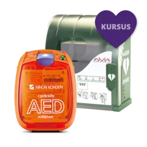 Pakketilbud - Cardiolife AED-3100 hjertestarter inkl. Aivia 200 hjertestarterskab og kursus