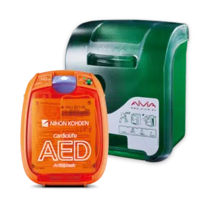Pakketilbud: Cardiolife AED-3100 hjertestarter inkl. AIVIA V3 200 hjertestarterskab.